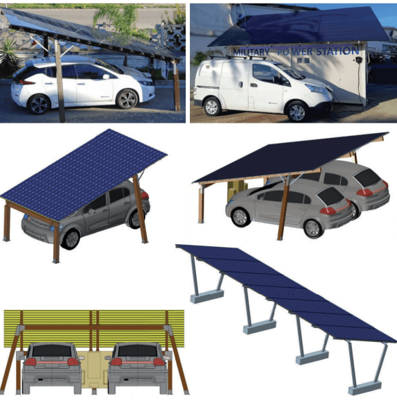 Carport solare con moduli ibridi RA e ricarica auto